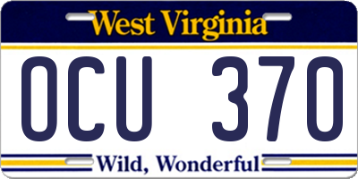 WV license plate OCU370