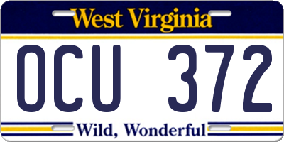 WV license plate OCU372