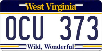 WV license plate OCU373