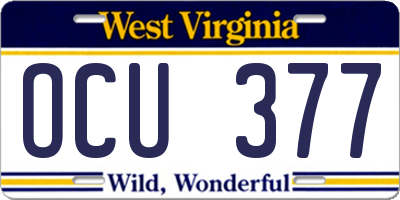 WV license plate OCU377