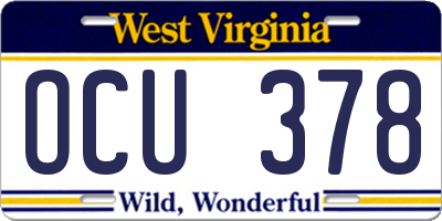 WV license plate OCU378