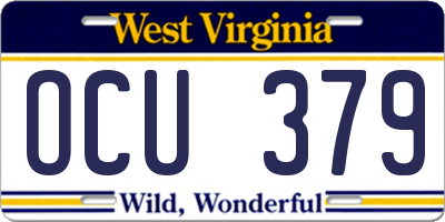 WV license plate OCU379