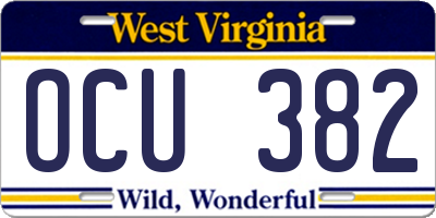 WV license plate OCU382