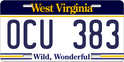 WV license plate OCU383