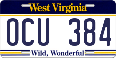 WV license plate OCU384
