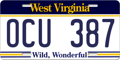 WV license plate OCU387