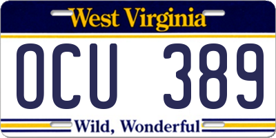 WV license plate OCU389