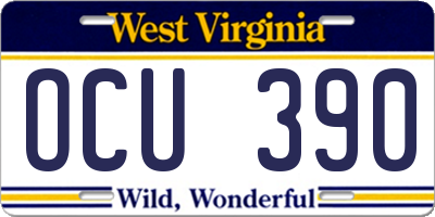 WV license plate OCU390