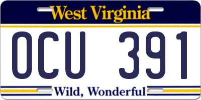WV license plate OCU391