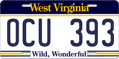 WV license plate OCU393
