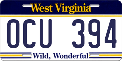 WV license plate OCU394