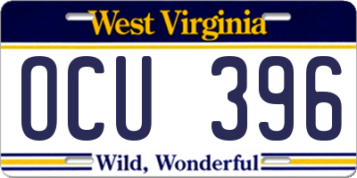 WV license plate OCU396