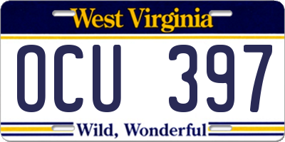 WV license plate OCU397