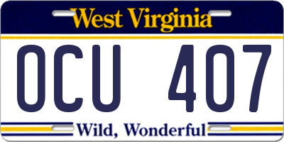 WV license plate OCU407