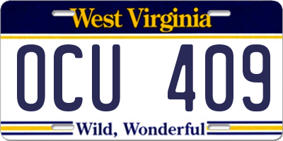 WV license plate OCU409