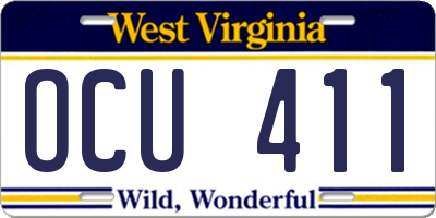 WV license plate OCU411