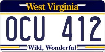 WV license plate OCU412