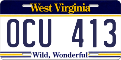 WV license plate OCU413
