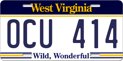 WV license plate OCU414