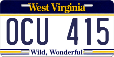 WV license plate OCU415