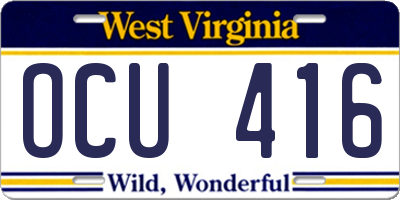 WV license plate OCU416