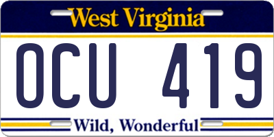 WV license plate OCU419