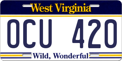 WV license plate OCU420