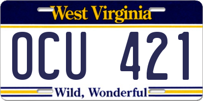 WV license plate OCU421