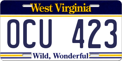 WV license plate OCU423