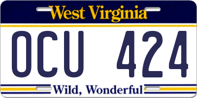 WV license plate OCU424