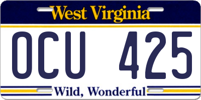 WV license plate OCU425