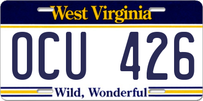 WV license plate OCU426