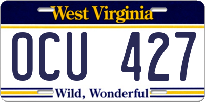 WV license plate OCU427