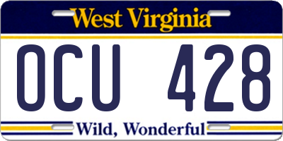 WV license plate OCU428