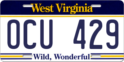 WV license plate OCU429