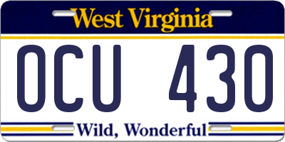 WV license plate OCU430