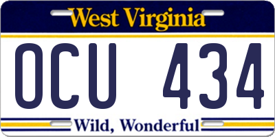 WV license plate OCU434