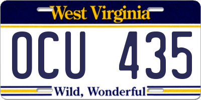 WV license plate OCU435