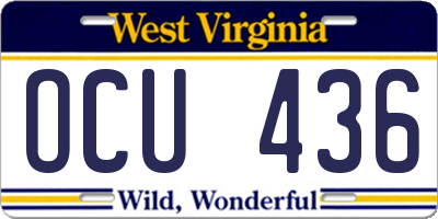 WV license plate OCU436