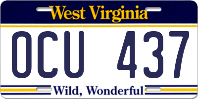 WV license plate OCU437