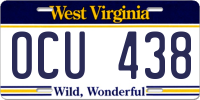 WV license plate OCU438