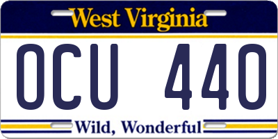 WV license plate OCU440