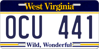 WV license plate OCU441