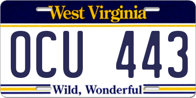 WV license plate OCU443