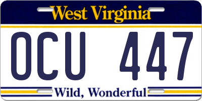 WV license plate OCU447