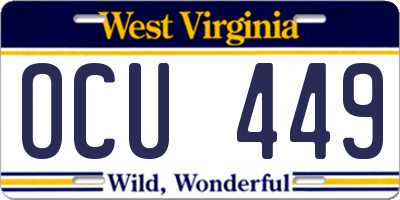 WV license plate OCU449
