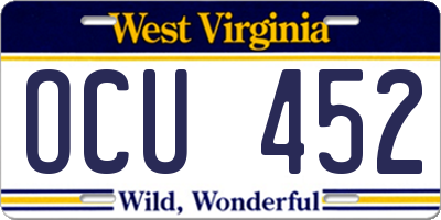 WV license plate OCU452