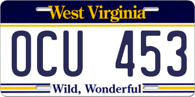 WV license plate OCU453