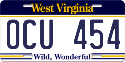 WV license plate OCU454
