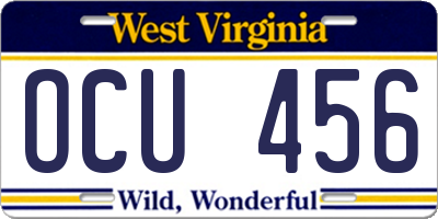 WV license plate OCU456